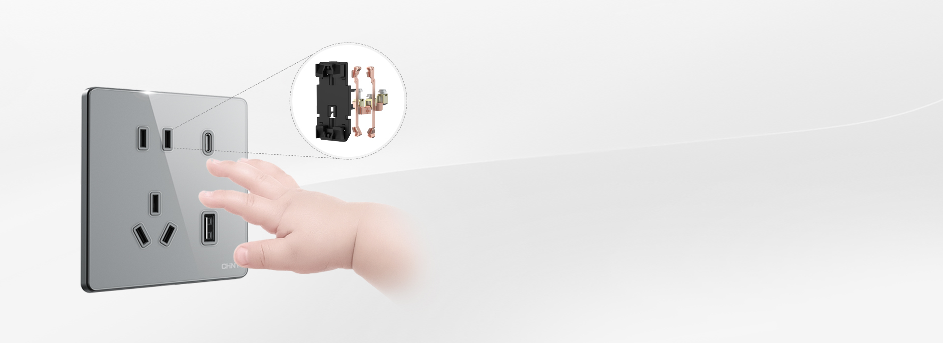 安全保護門設(shè)計
 墻壁插座內(nèi)置安全保護門...