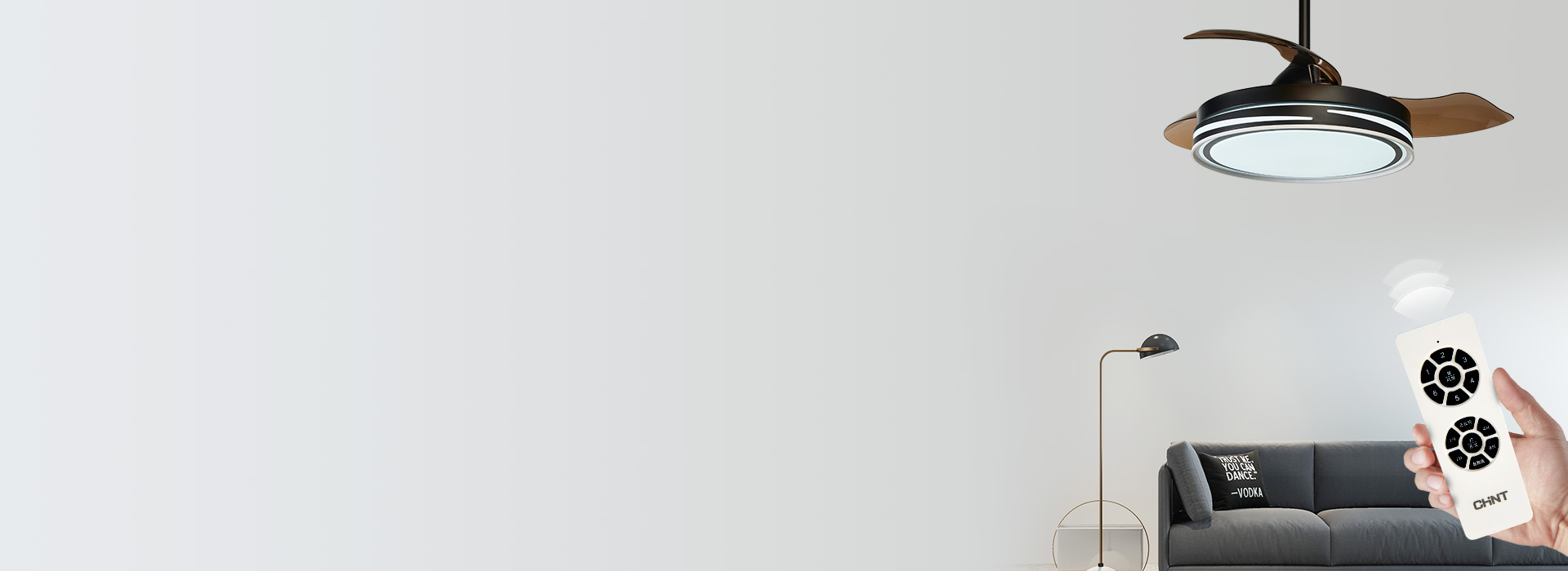 智能遙控，一鍵改變場景
 正泰照明風扇燈...