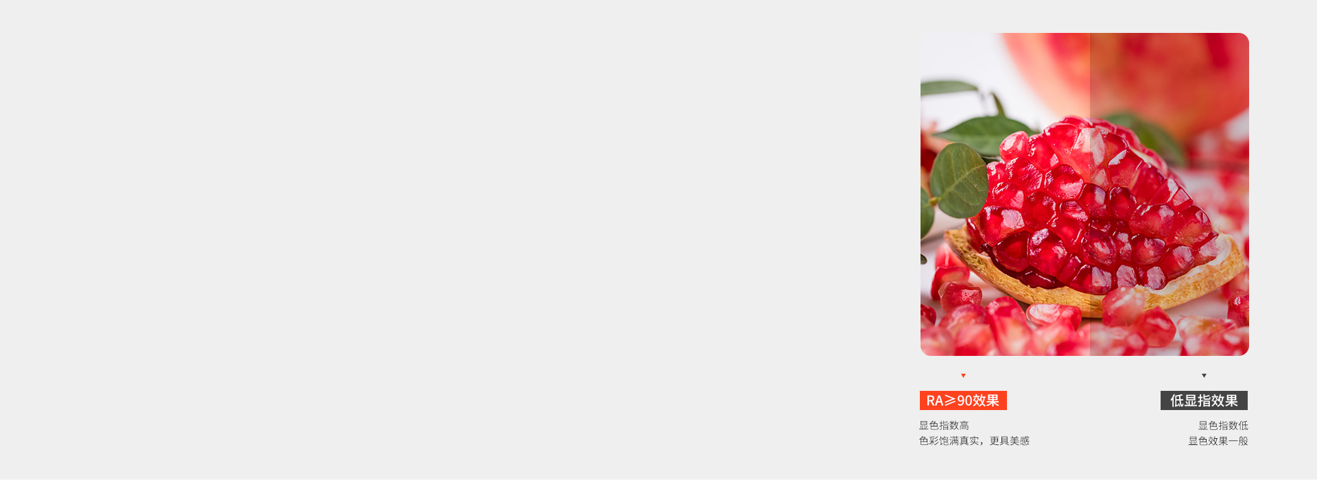 Ra≥90高顯指，還原事物本真顏色
 光...