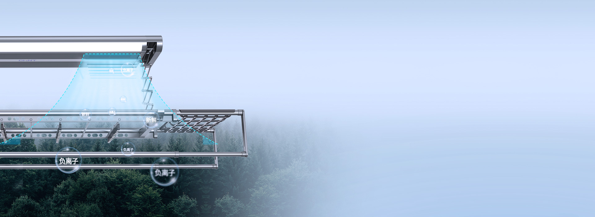 負離子凈化，呼吸更清新
 吹風自帶負離子...