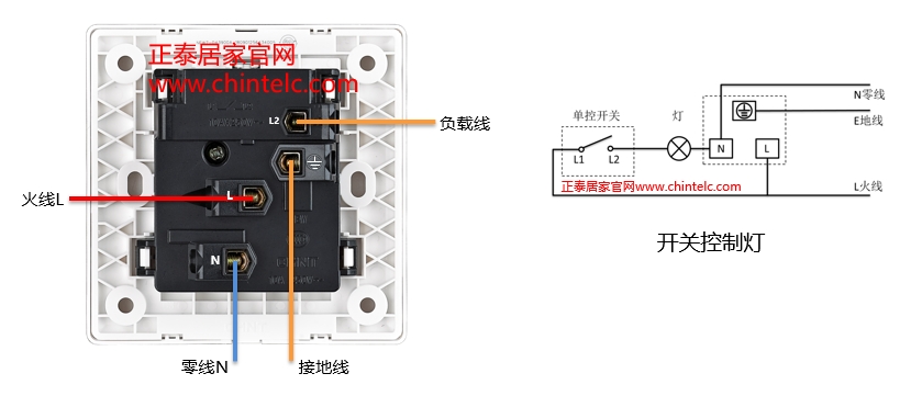 插座接線圖-帶開關(guān)五孔插座