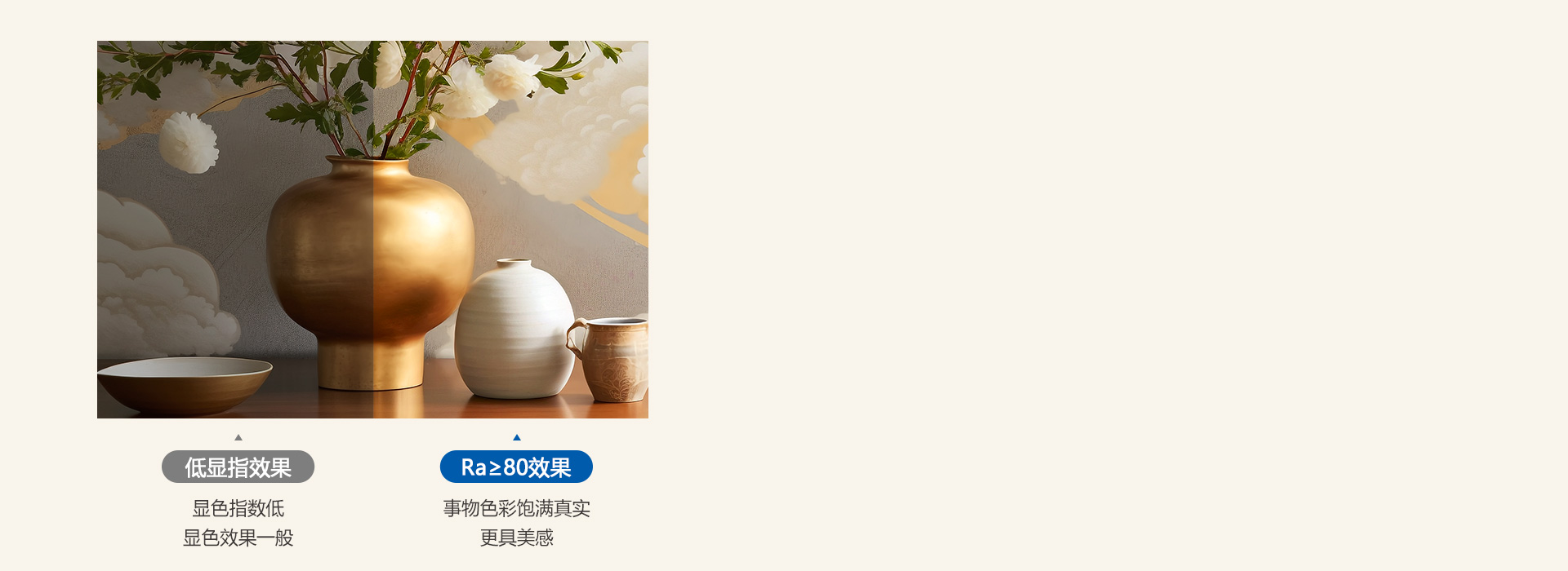 看見本真之美
 顯色指數Ra≥80，光線...