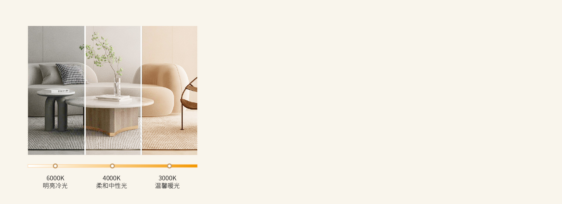 個(gè)性化照明氛圍
 三色變光，可根據(jù)需要隨...